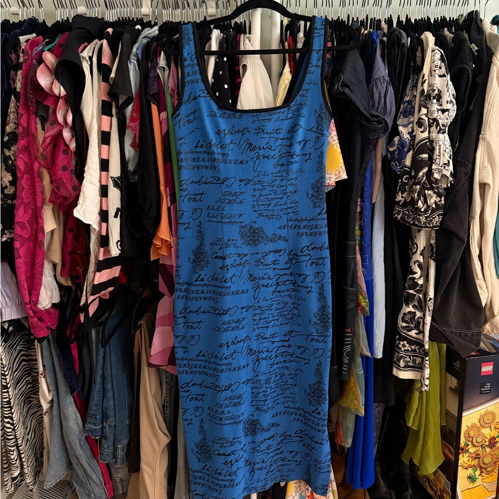 Blue French Script Dress